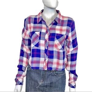 Rails NEW Flannel Plaid Rian Crop Western Button Down Shirt XS